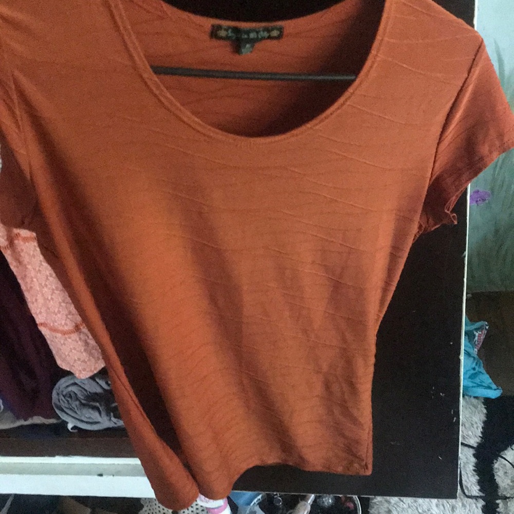rust silky fitted t shirt